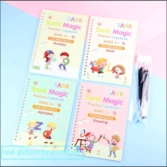 KIDS MAGIC PRACTICE BOOKπ₯ (4 BOOKS + 1 PEN + 1 GRIP + 10 REFILL)π₯