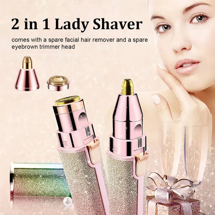 2 In 1 Electric Eyebrow Trimmer Makeup Painless Eye Brow Epilator Mini Shaver Razors Portable Facial Body Hair Remover For Women